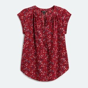 41 Hawthorn Morey Split Neck Short Sleeve Blouse - Red Floral